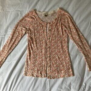 S Pink Floral Antrho Akualani Cardigan